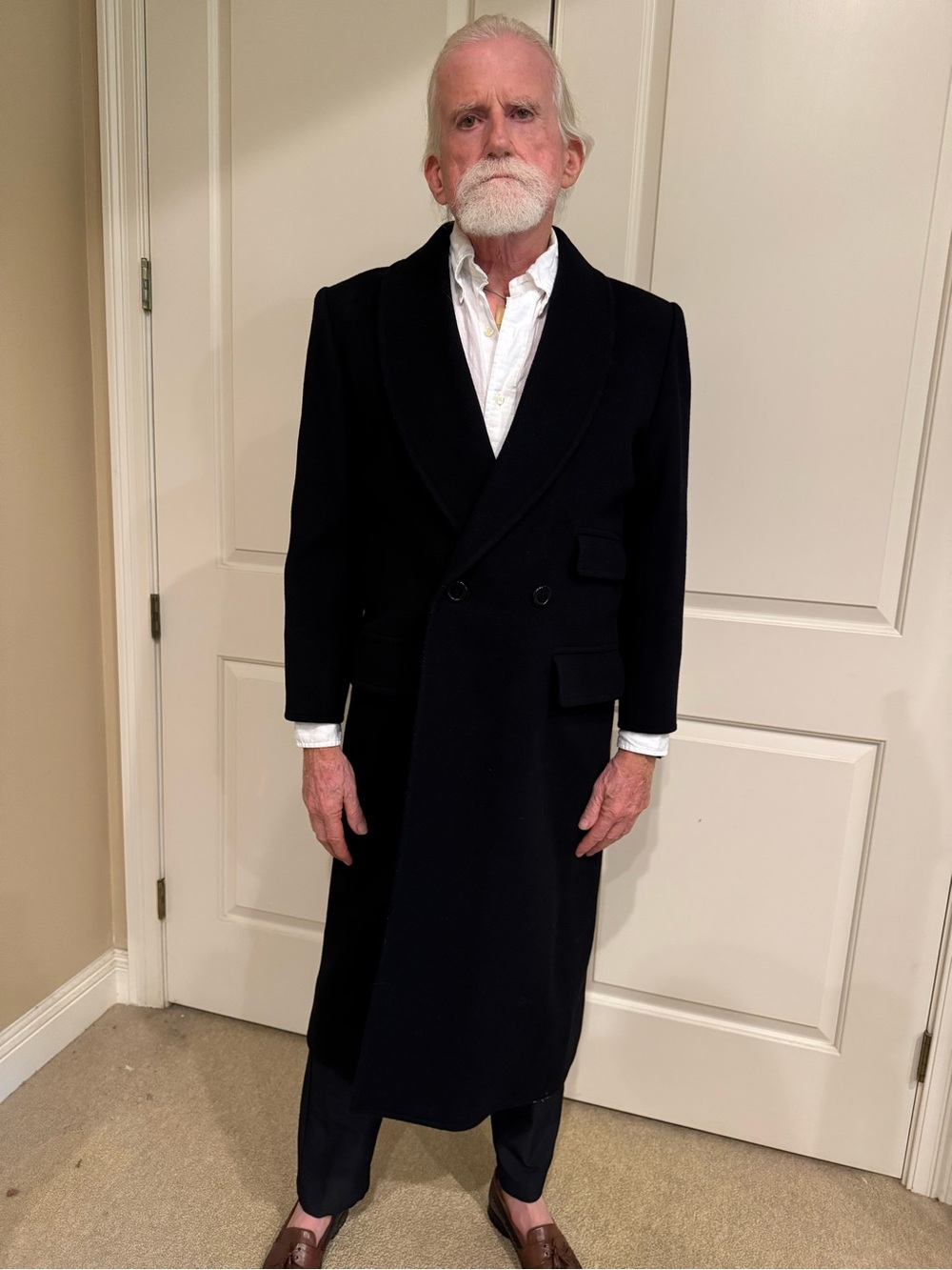 Vintage Saint Laurent Variation Black Double-Face Wool Felt Coat